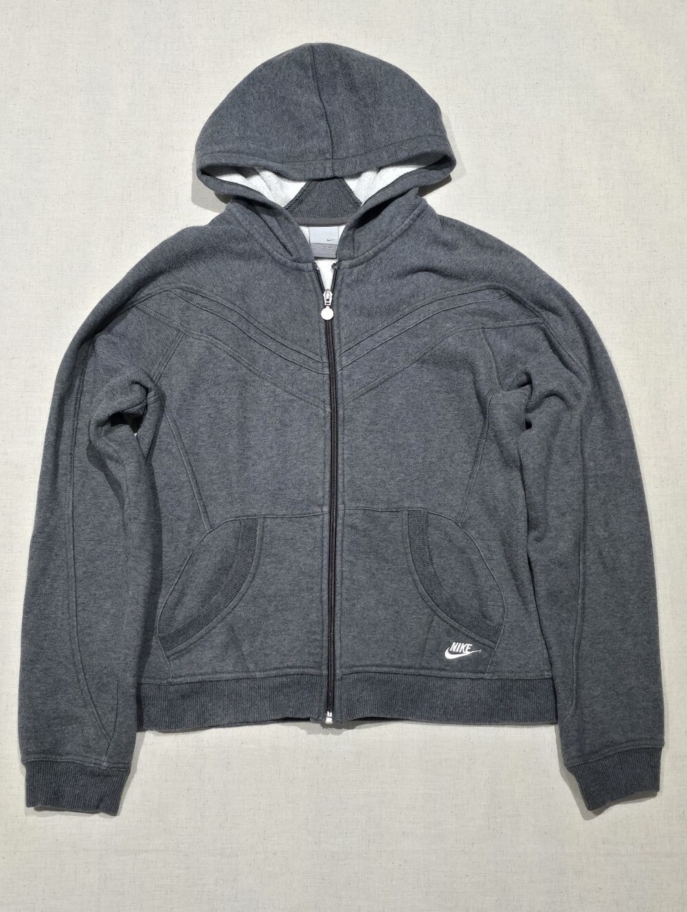 Womens Nike Y2K Zip-Up Chevron Gray Jacket Size Large